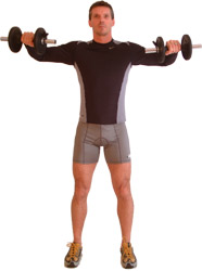 lift the weights by rotating the shoulders