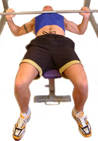 lower the bar smoothly towards your chest