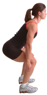 squat down keeping your knees over your toes