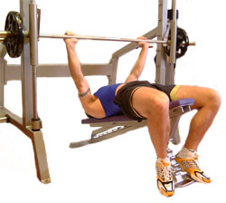 keep your feet on the floor - back pushed into the bench